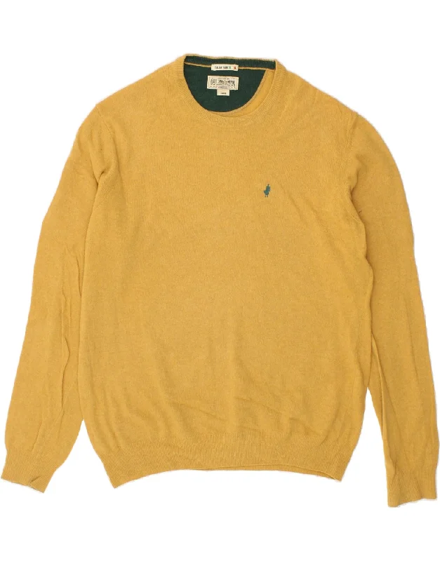 MARLBORO CLASSICS Mens Crew Neck Jumper Sweater XL Yellow High Neck Crew Neck V-Neck