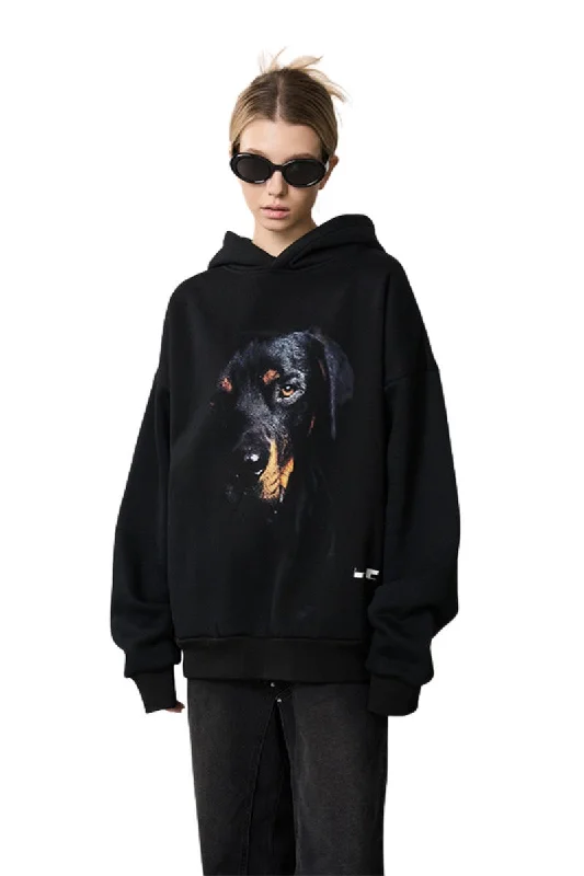 Rottwieiler Printed Hoodie Hoodie with Mock Neck Collared Structured