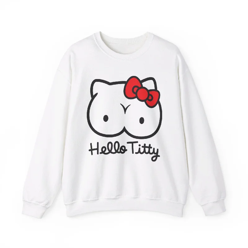 Hello Titty Unisex Sweatshirt Hoodie with Turtle Neck Cozy Winter