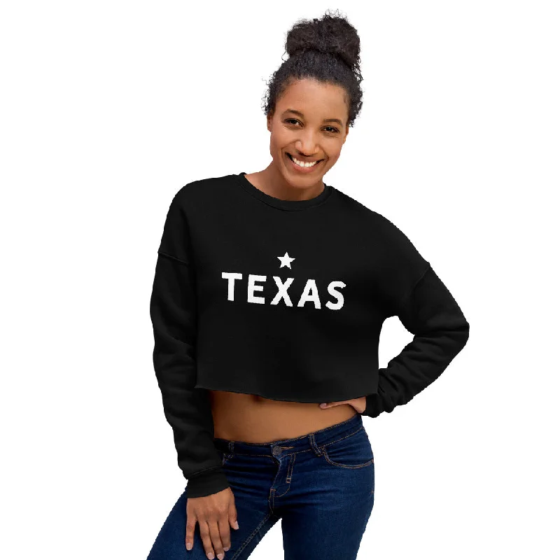 Texas Lonestar Crop Sponge Fleece Sweatshirt Hoodie with Fur Luxurious Winter