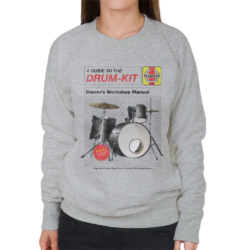 Haynes Drum Kit Owners Workshop Manual Women's Sweatshirt Hoodie with Color Block Contrast Stylish