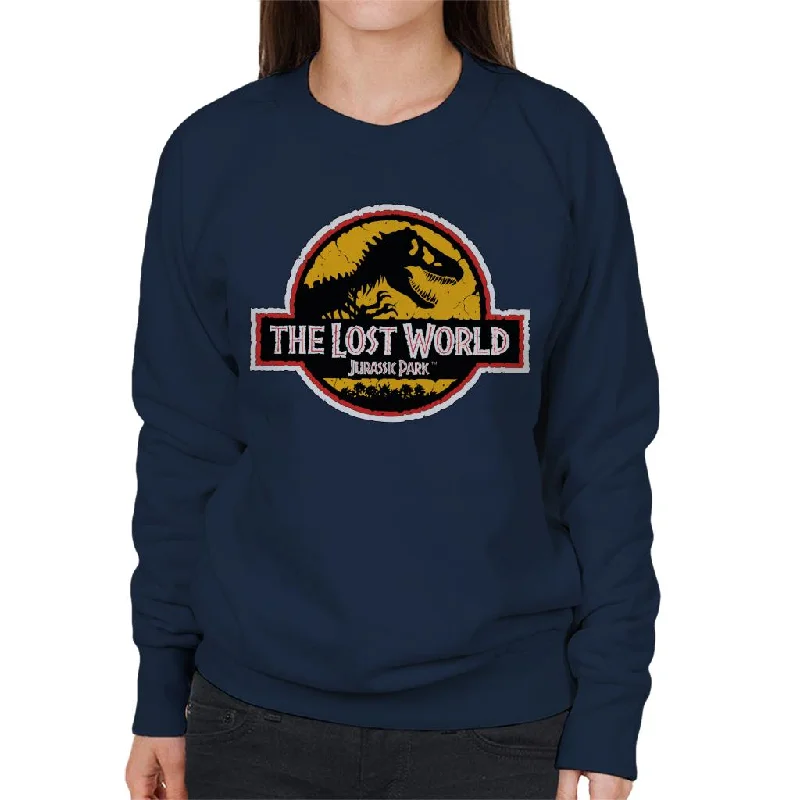 Jurassic Park The Lost World White Outline Logo Women's Sweatshirt Hoodie with High Neck Warm Protective