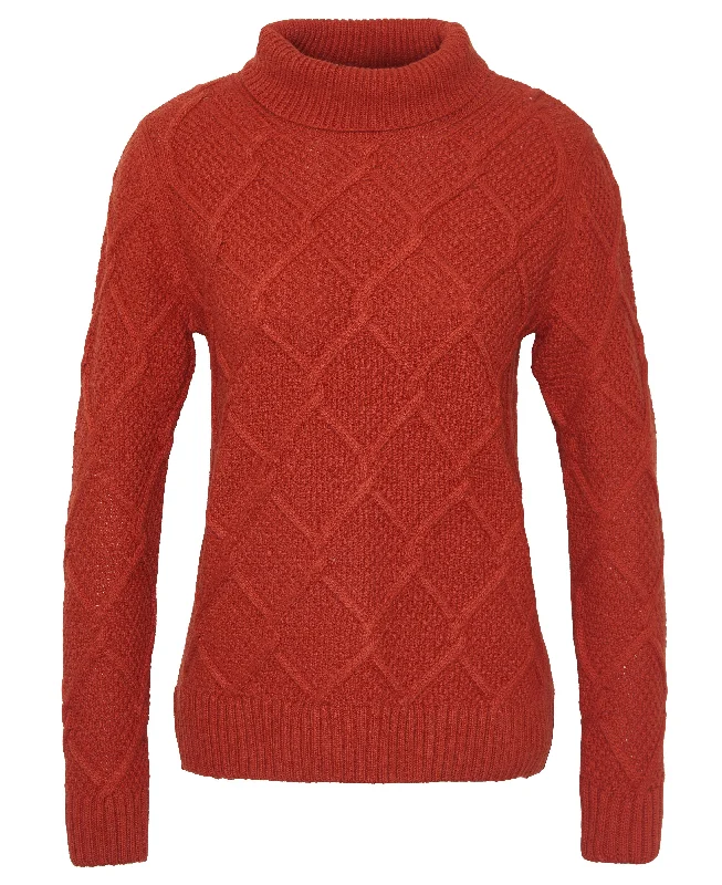 Burne Roll Neck Knitted Jumper - Spiced Pumpkin Fleece Fabric Down Fabric Feather Fabric