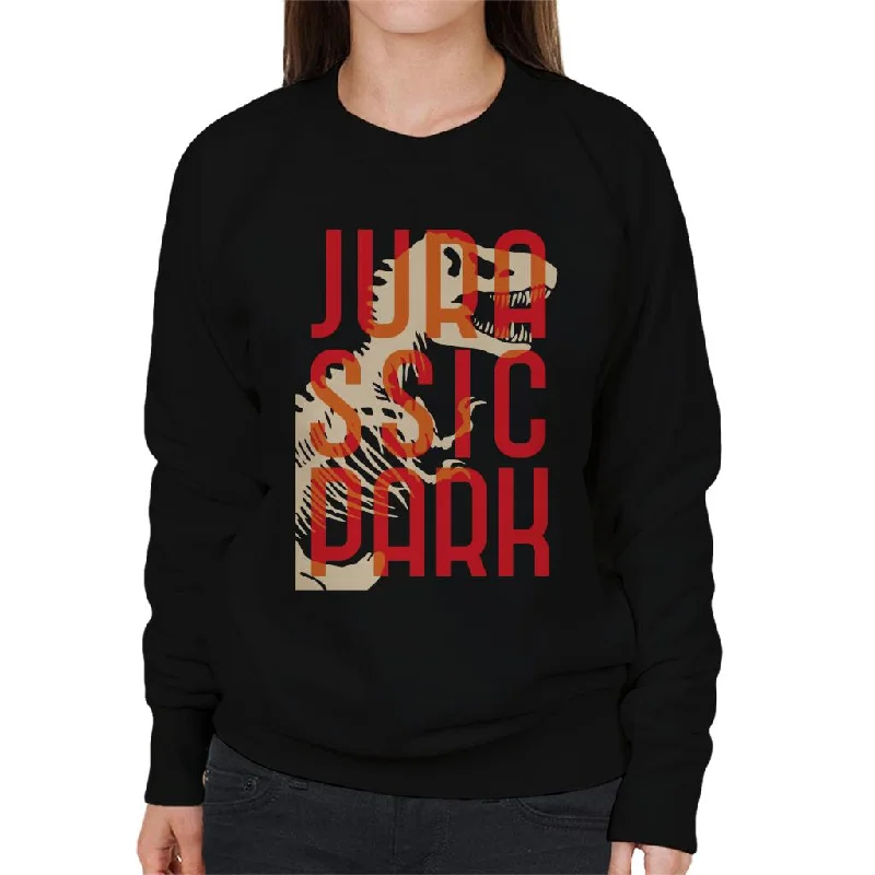 Jurassic Park Oversized Red Text Women's Sweatshirt Hooded Sweatshirt Casual Wear Street Style