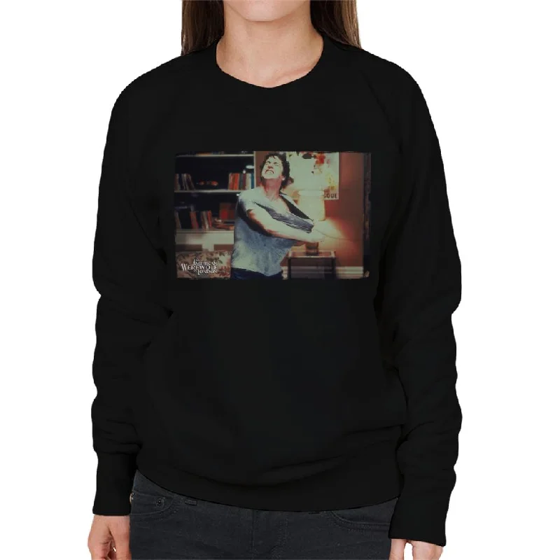 An American Werewolf In London David Transforming Women's Sweatshirt Hoodie with Raw Hem Edgy Unfinished