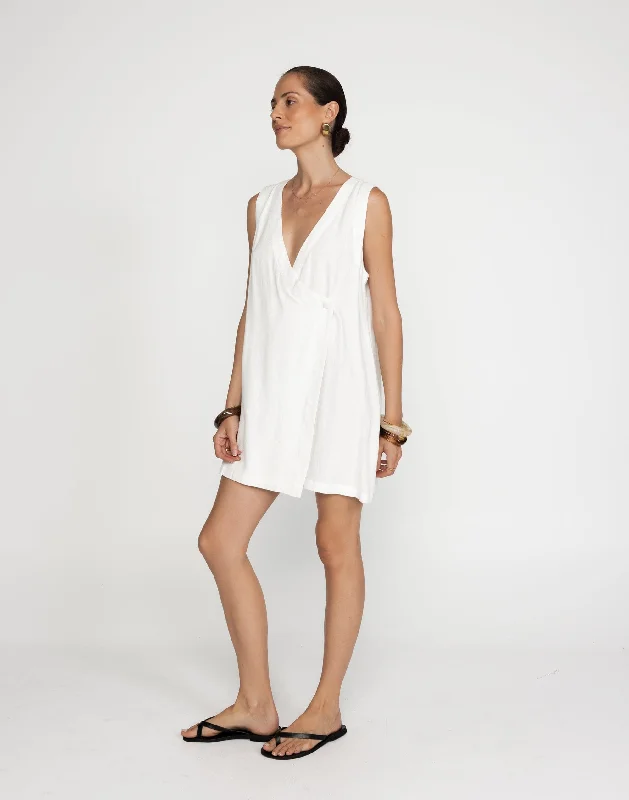 Rhianna Mini Dress (White) Cozy Sweater Mini Dress