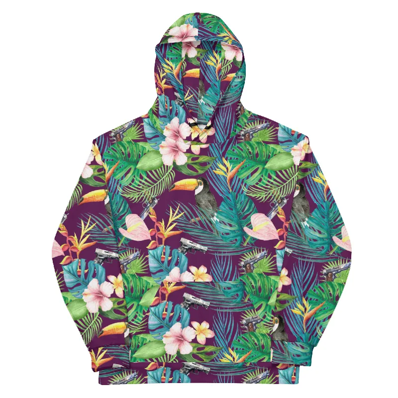 Hibiscus Bang Bang Hawaiian Hoodie Hoodie with Elastic Waist Stretchable Comfortable