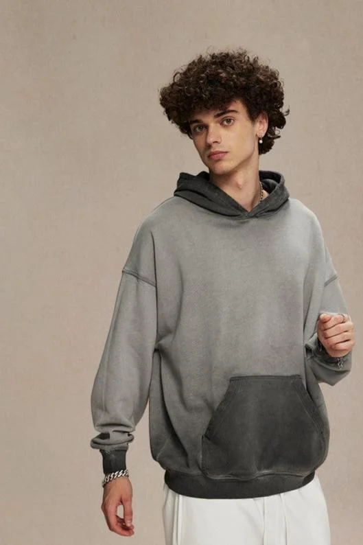 Lightweight Washed Hoodie Hoodie with Drop Shoulder Relaxed Streetwear