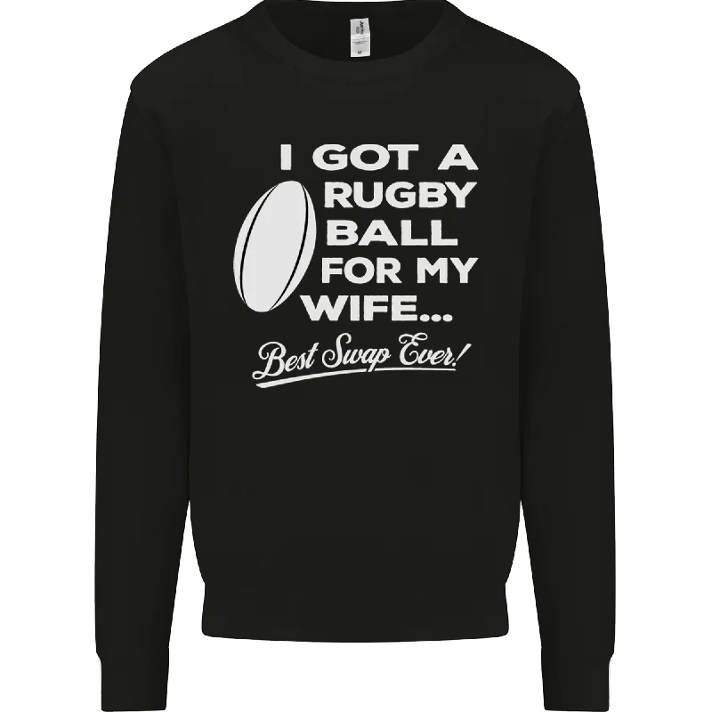 A Rugby Ball for My Wife Player Union Funny Mens Sweatshirt Jumper Hoodie with Tied Waist Feminine Flattering