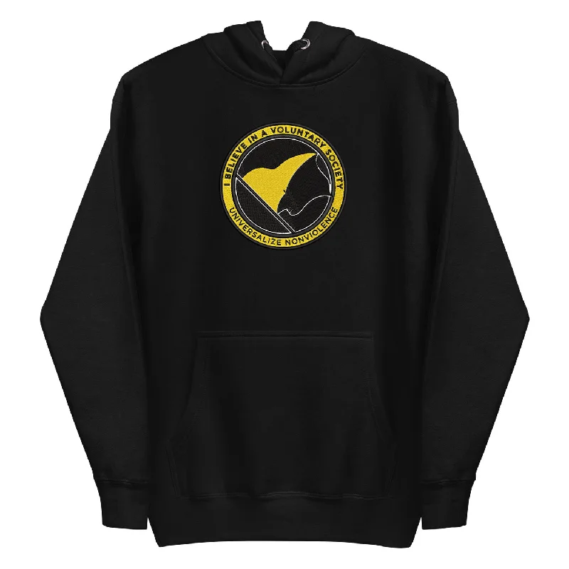 Voluntaryist ANCAP Embroidered Hoodie Hoodie with Cropped Fit Short Trendy