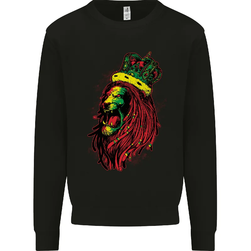 A Roaring Jamaican Lion Reggae Music Jamaica Mens Sweatshirt Jumper Hoodie with Ribbed Hem Stretchable Secure