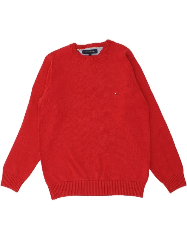 TOMMY HILFIGER Mens Crew Neck Jumper Sweater Small Red Cotton Modern Contemporary Chic