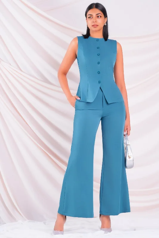 High Waist Flared Pant Elegant Wool Trousers