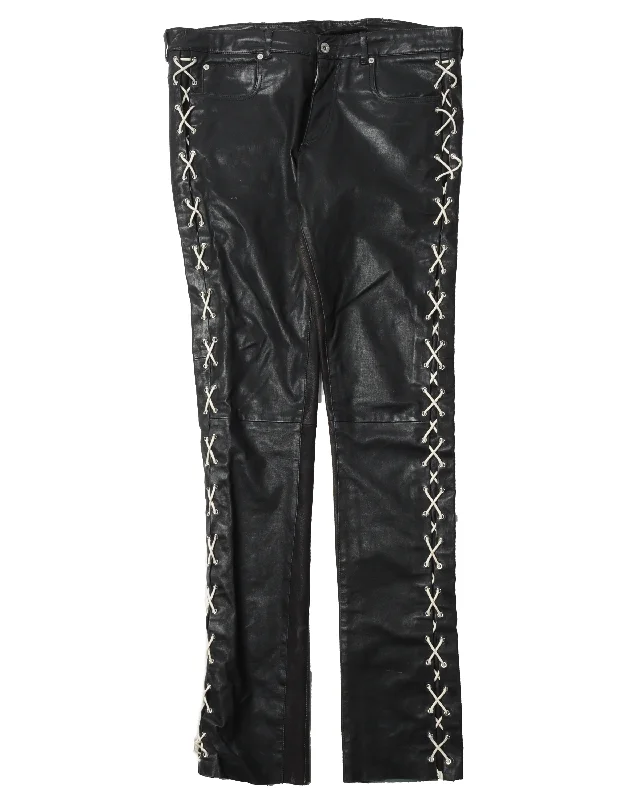 Sample Leather Side Stitched Pants Trendy Printed Pants