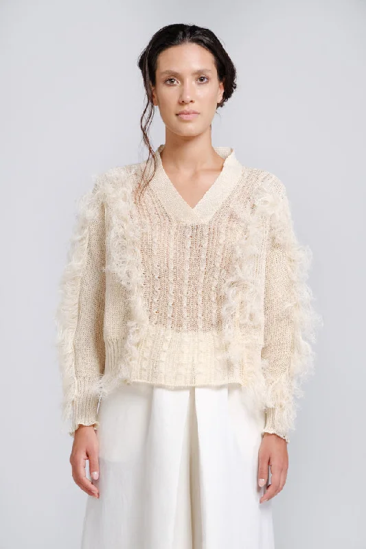 Blouse in hemp yarn Elegant Lace Blouse