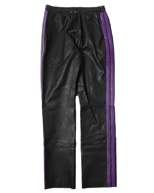 Sample Leather Purple Stripped Pants Comfortable Maternity Pants