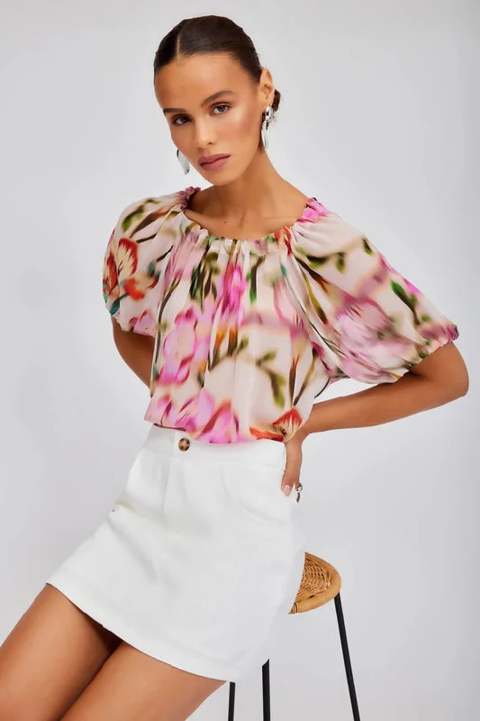 COLORFUL SHORT SLEEVE BLOUSE Flowy Bohemian Blouse