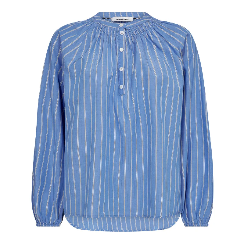 Cocouture - SamraCC Stripe Blouse - Sky Blue Wrap Front Blouse