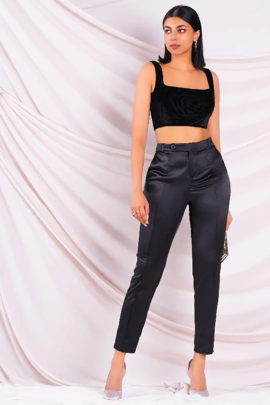 Black Satin Pant Modern Skinny Pants