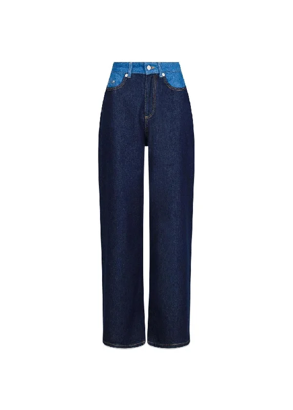 Duran Contrast Pants - Dark Blue Casual Drawstring Pants