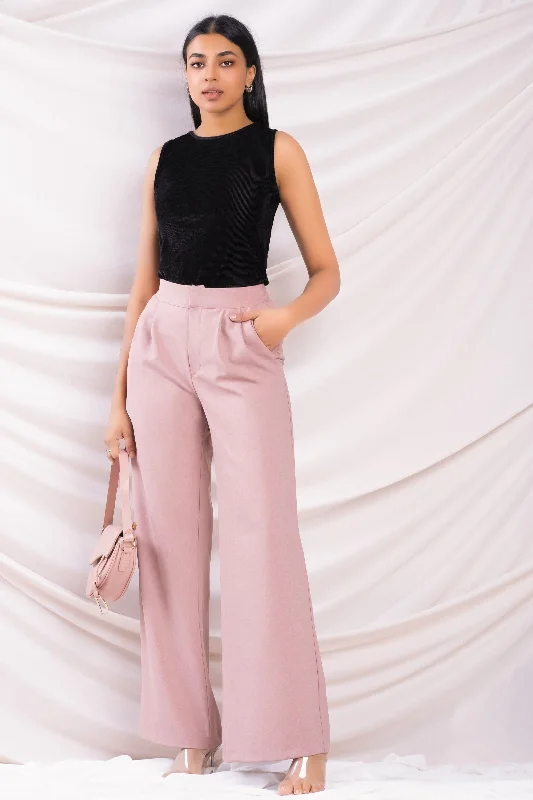 High Waist Pleated Wide Leg Pant Comfortable Fleece Pants