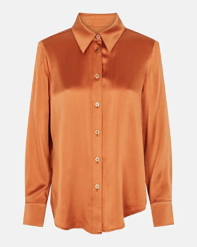 MATT LATIA SILK BLEND BLOUSE - COPPER Semi-Sheer Blouse