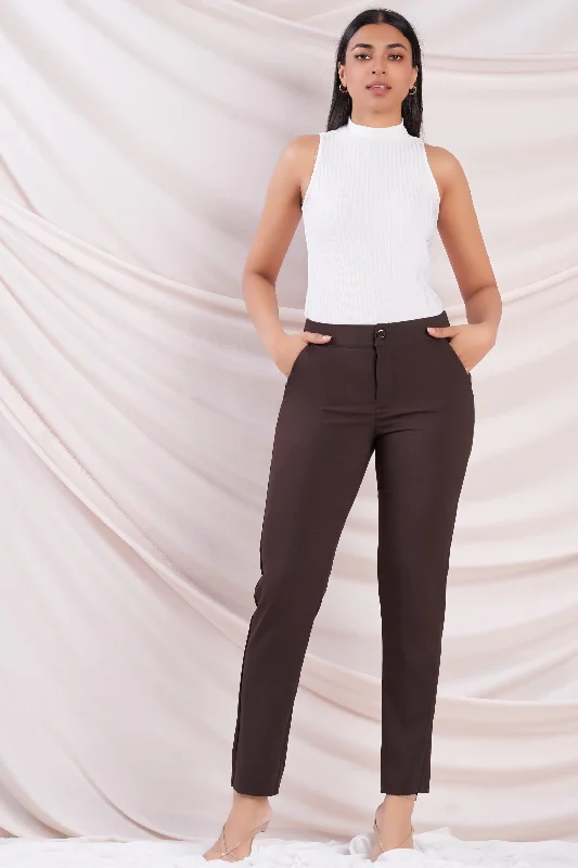 Front Button Slim Leg Pant Casual Drawstring Pants