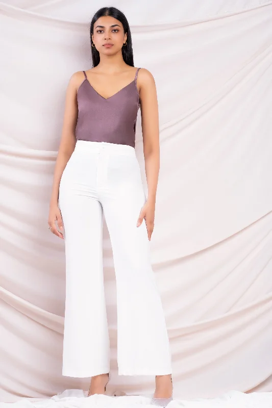 High Waist Flared Pant Modern Stretch Trousers