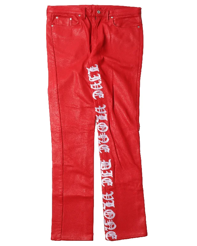 Sample Leather Red Pants Casual Sweatpants Style