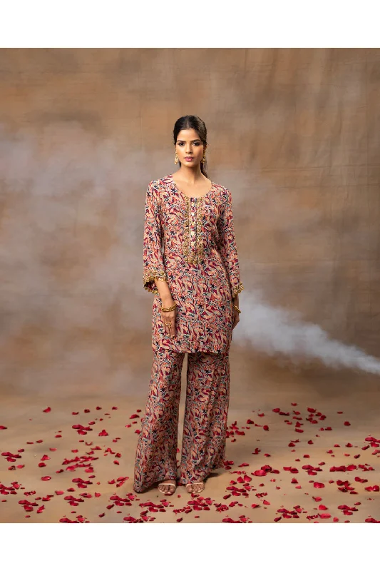 Ivory Printed Kurta Pants Set Stylish Harem Pants