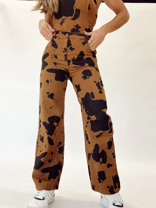 Step Into This Cow Print Pants Formal Linen Trousers