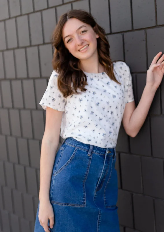 White Dainty Floral Blouse - FINAL SALE Chic Ruffle Blouse