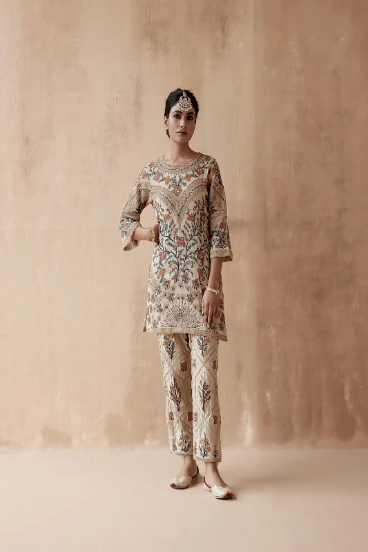 Ivory Kurta With Pants Formal Wide-Leg Pants