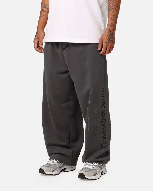 Calvin Klein Washed Monologo Hawk Pants Washed Black Comfy Zip-Up Pants