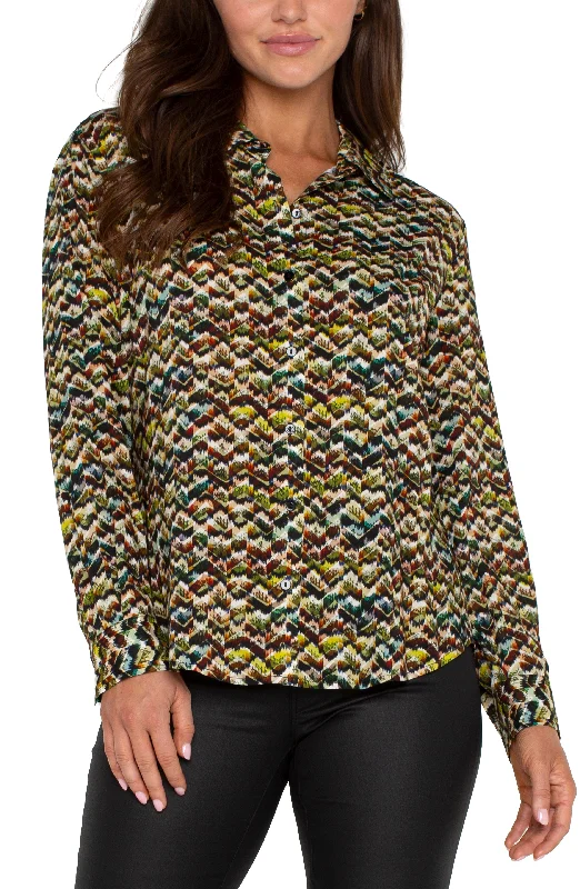 BUTTON UP WOVEN BLOUSE Office-Ready Blouse