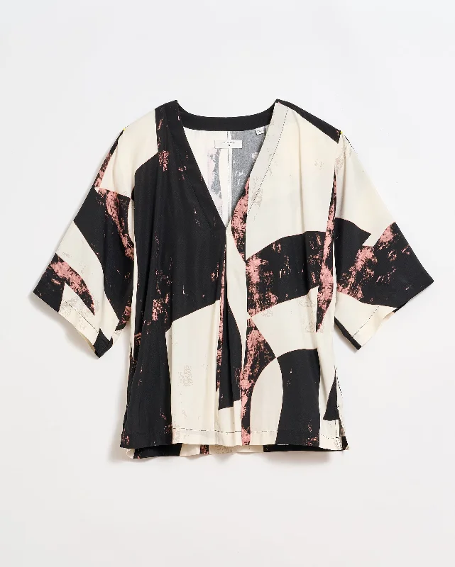 Modern Art V Pleat Blouse Airy Cotton Blouse