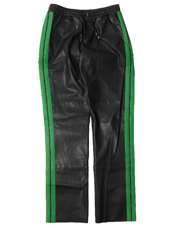 Sample Leather Green Stripped Pants Cozy Knit Pants