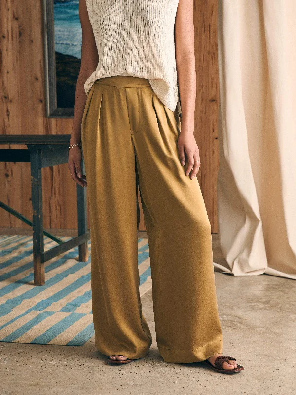 Sandwashed Silk Gemma Pant - Antique Bronze Comfy Zip-Up Pants