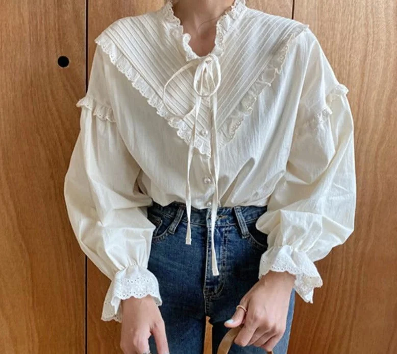 Women Loose Blouses | Chiffon Blouse Shirt | Women Casual Top | Lantern Sleeve Blouse | Women Elegant Top | Blouse |Korean Style Top Pastel Color Blouse