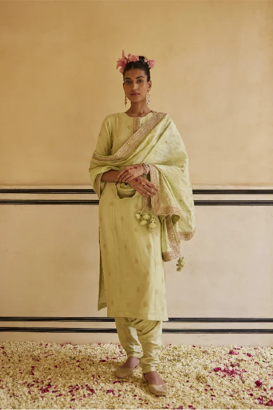 Mint Kurta Paired With Pants & Dupatta Trendy Palazzo Pants