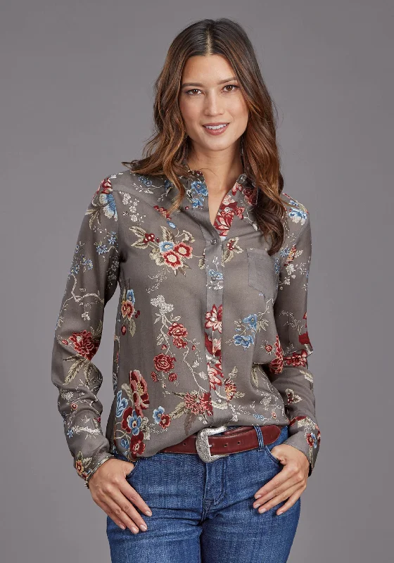 Women's Stetson "Vintage Tapestry" Long Sleeve Western Blouse Embroidered Cotton Blouse