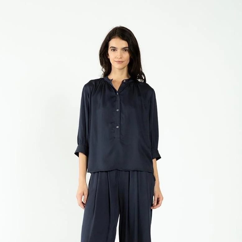 Celia Blouse (Midnight) Balloon Sleeve Blouse