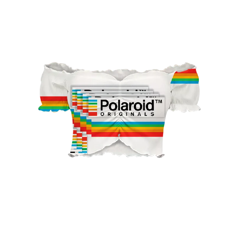 Polaroid Colors Off-Shoulder Blouse Sheer Mesh Blouse