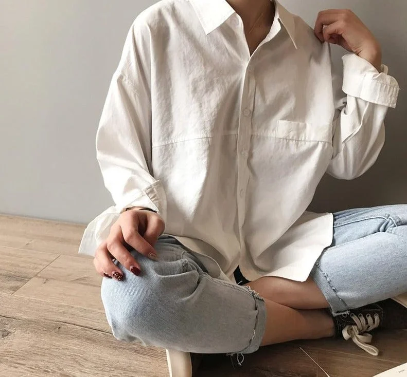 Women Blouse | Turn-Down Collar Shirt | Women Minimalist Shirt | Summer Blouses Top | Women Casual Shirt | Linen Loose Shirt | Summer Shirts Loose Fit Blouse