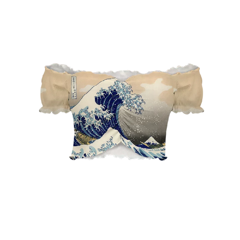 Great Wave Off-Shoulder Blouse Modern Work Blouse