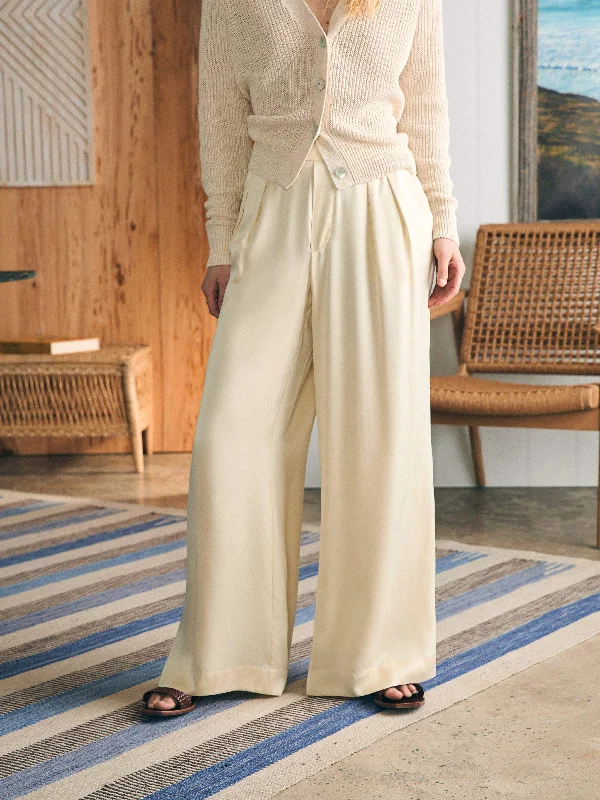 Sandwashed Silk Gemma Pant - Pearled Ivory Modern Stretch Trousers