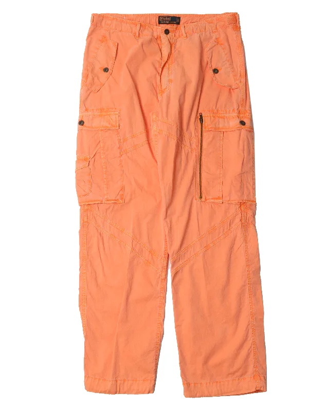 Polo Ralph Orange Cargo Pant Relaxed Linen Pants