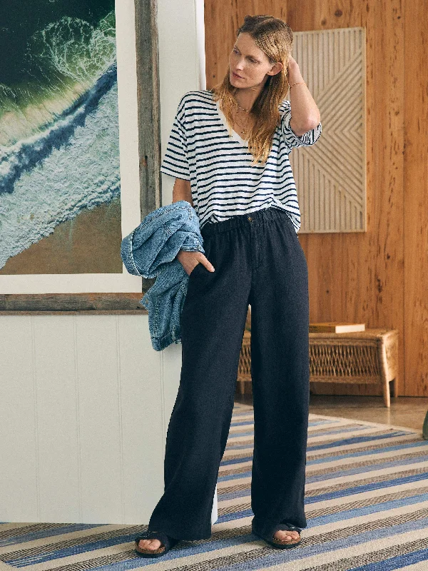 Monterey Linen Pant - Moonless Night Comfy High-Waist Jeans