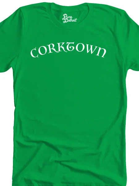 Corktown Neighborhood Unisex T-shirt - White / Irish Green Mesh Fabric Canvas Fabric Denim Fabric