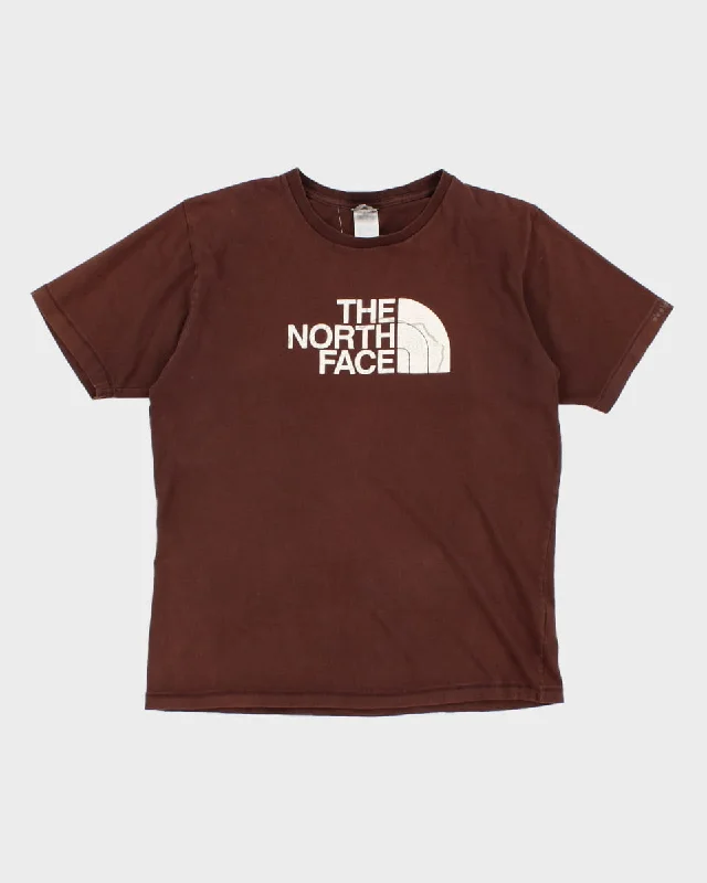 2000's Men's The North Face Brown T-Shirt - M Wool Fabric Cashmere Fabric Tweed Fabric